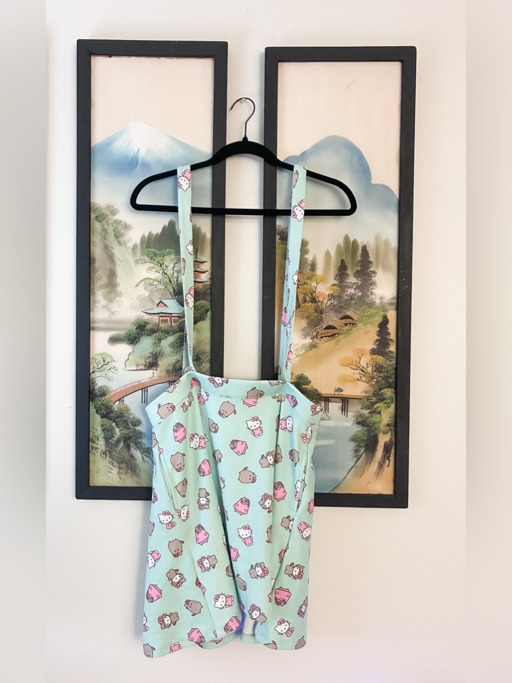 Hot Topic Hello Kitty x Pusheen Overalls Skirt